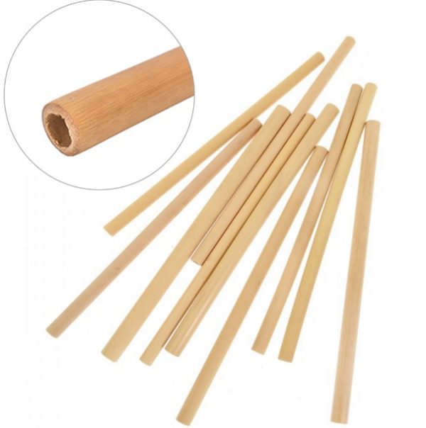 Pack 12 pajitas bambú tamaños diferentes terminaciones naturales