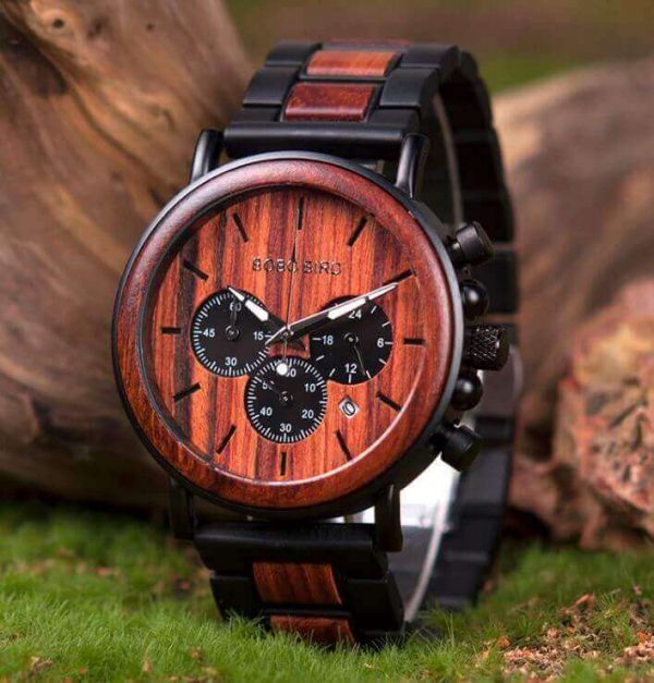 Reloj Informal de MADERA cronógrafo cronómetro y calendario. Comprar SIN Plástico, Reloj para viajar