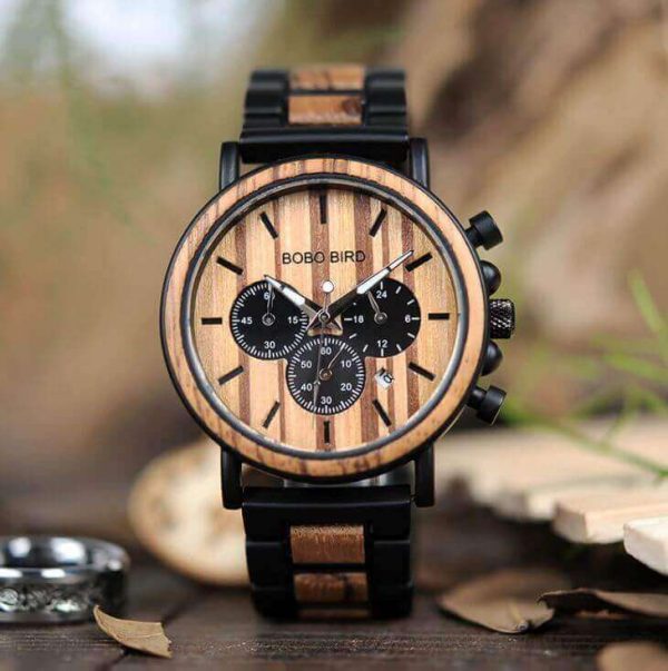 Reloj Informal de MADERA cronógrafo cronómetro y calendario. Comprar SIN Plástico, Reloj para hombres