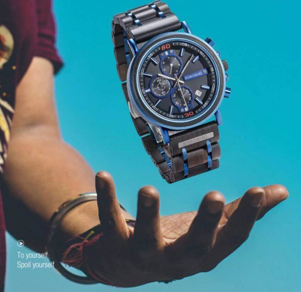Reloj Militar MADERA Días, dial multifunción, comprar sin plástico, sin plástico, reloj unisex