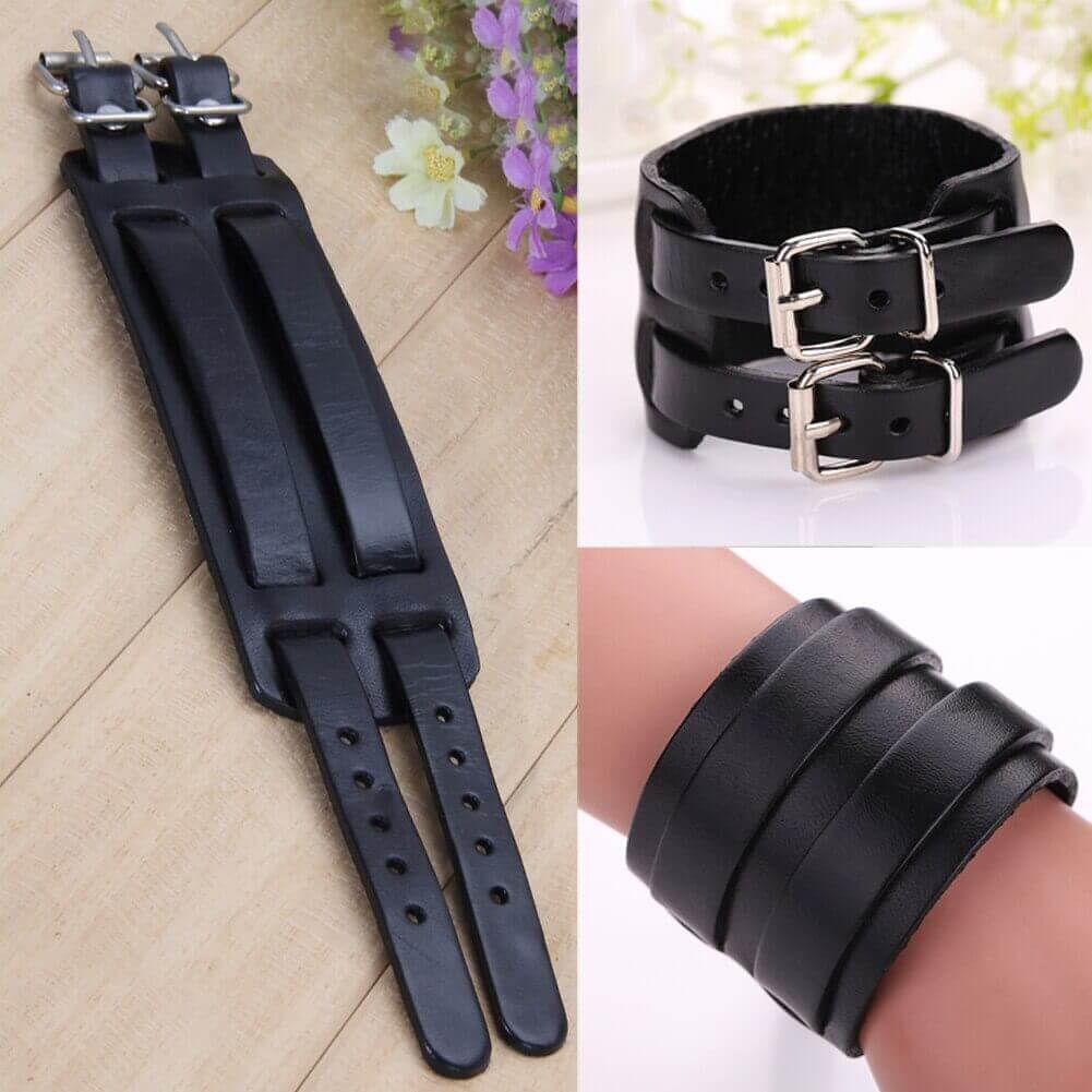 Pulsera de Cuero 2 bandas, cuero genuíno, original y auténtico. Comprar sin plástico moda punk rock alternativo Pulsera de Cuero 2 bandas, cuero genuíno, original y auténtico. Comprar sin plástico para festivales y conciertos
