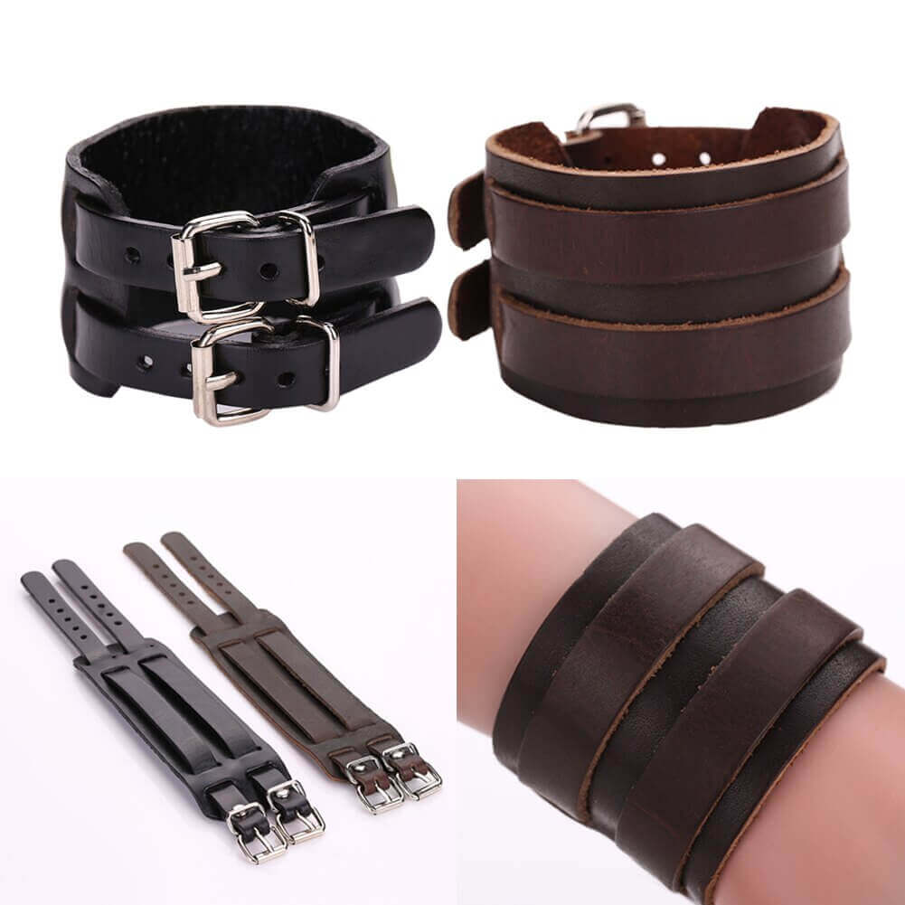 Pulsera de Cuero 2 bandas, cuero genuíno, original y auténtico. Comprar sin plastico (3) Pulsera de Cuero 2 bandas, cuero genuíno, original y auténtico. Comprar sin plástico tu pulsera