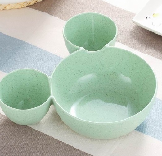 Plato de TRIGO prensado Mick Mouse verde miki sostenible y ecológico