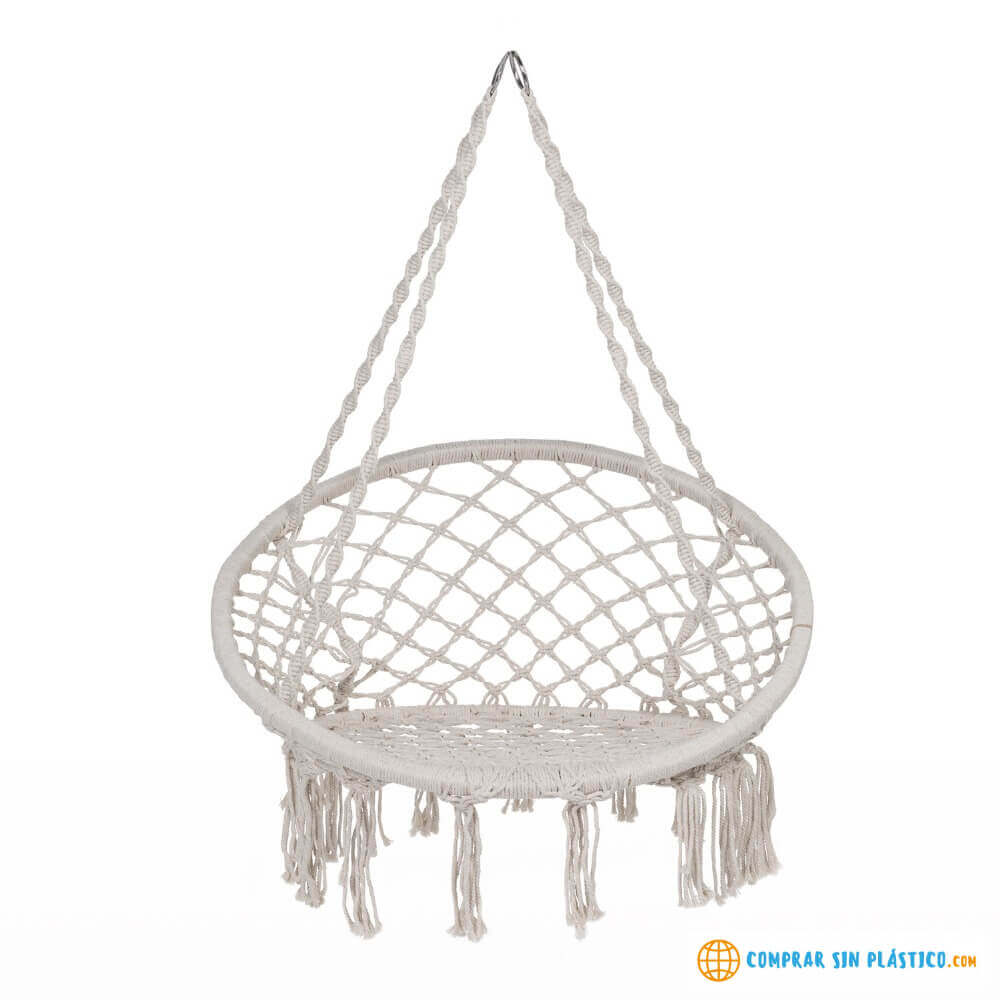 Hamaca Redonda Interior Exterior silla ecológica silla colgante blanca y negra super resistente Hamaca Redonda Interior Exterior silla ecológica silla colgante blanca y negra original
