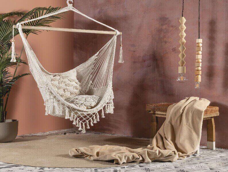 Hamaca Artesanal 2 colores decoración habitación salón Hamaca Artesanal 2 colores presentacion