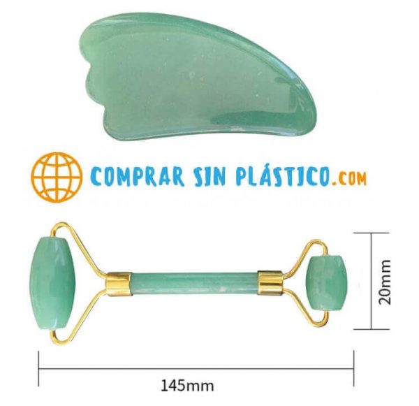 Rodillo Belleza Piedra de Jade sin plástico, comprar sin plástico, ecológico, sostenible, y saludable. Piedras preciosas